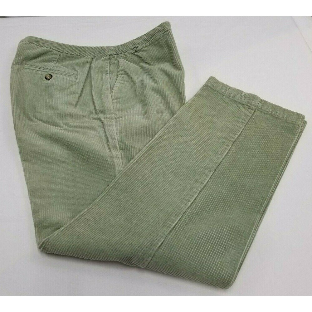 Christopher Banks Pants Corduroy Women's Stretch Green Size 12 Straight Leg